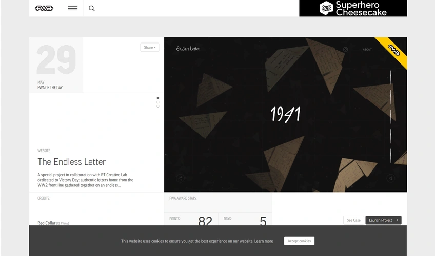 thefwa.com 메인 화면